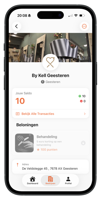 Klant verzilvert een beloning in de app